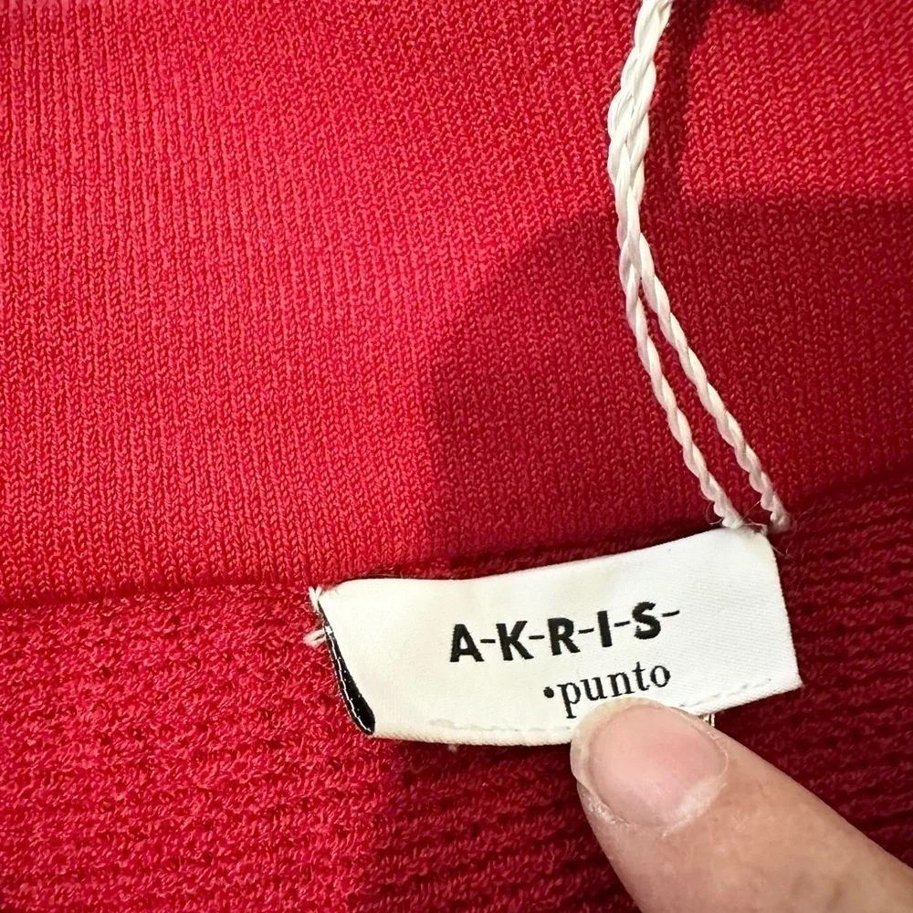 Akris punto skirt size 4 red fitted bodycon mini pleated hem office